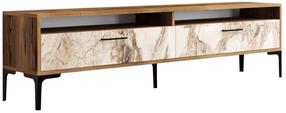 TV staliukas Kalune Design Istanbul 2, balta sp./riešuto sp./smėlio sp., 180 cm x 47 cm x 35 cm