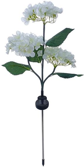 Įsmeigiamas šviestuvas su saulės baterija Forever Sunari Hydrangeas, IP44, balta sp./žalia sp.