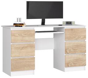 Rakstāmgalds ar atvilktnēm Akord A-11, 135 cm x 50 cm, 77 cm, balta krās./brūngans krās.