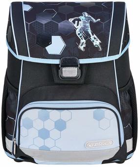 Mokyklinė kuprinė Herlitz Loop Football, juoda sp./žydra sp., 37 cm x 22 cm x 31 cm