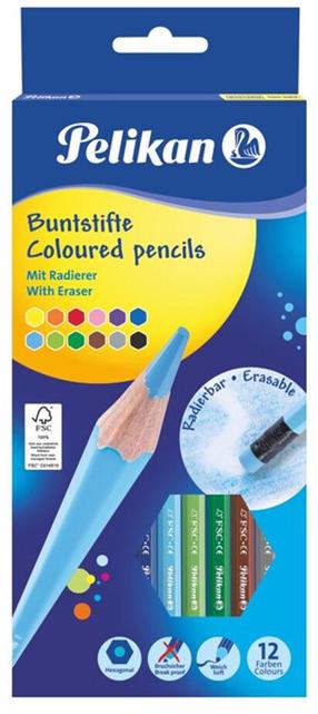 Pelikan Krāsains zīmulis, izdzēšams sešstūrains, SOFT, 12 krāsas