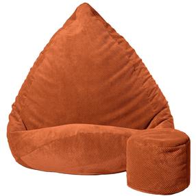 Sėdmaišis su pufu Sako Mega Dot Velour L, ruda sp./oranžinė sp.