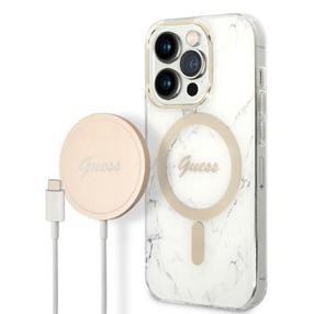 Telefona maciņa un lādētāja komplekts Guess GUBPP14LHMEACSH, balta krās., Apple