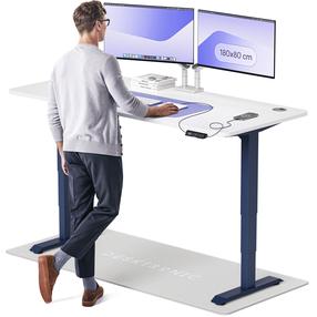Kompiuterio stalas reguliuojamo aukščio Desktronic HomePro 40 853, 180 cm x 80 cm, 126 cm, balta sp./mėlyna sp.