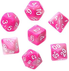 Metamie kauliņi Rebel RPG Dice Set - Pink and White