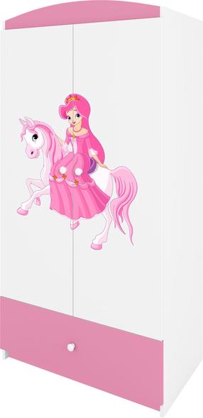 Vaikiška spinta Kocot Kids Babydreams Princess On Horse, balta sp./rožinė sp., 90 cm x 52 cm x 175.5 cm