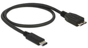 Провод Delock USB 3.1 C male, Micro USB 3.1 B male, 0.5 м, черный цв.
