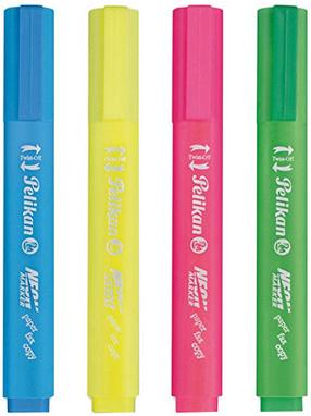 Текстовый маркер Pelikan, синий цв./желтый цв./зеленый цв., 4 шт.