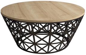 Kavos staliukas Kalune Design Stil Metal Ferforje, ruda sp./juoda sp., 90 cm x 90 cm x 38 cm