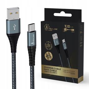 Провод Extralink Smart Life CABESL08, USB Type A/USB Type-C, 120 см, черный цв., 15 Вт