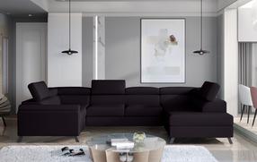 Kampinė sofa Escada Mat Velvet 99, juoda sp., dešininė, 200 x 330 cm x 98 cm