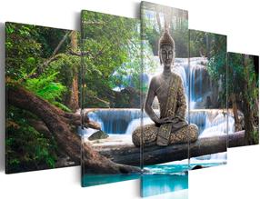 Akrilo stiklo reprodukcija Artgeist Buddha and Waterfall, 40 cm x 100 cm