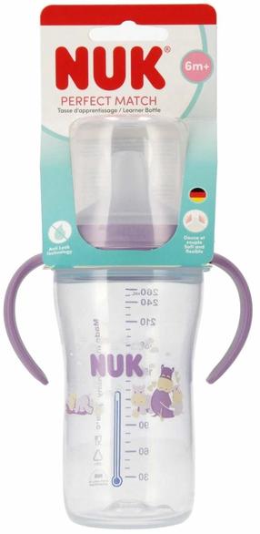 Детская поилка Nuk Perfect Match Hippo, 260 мл, 6+ мес., прозрачный цв./фиолетовый цв.