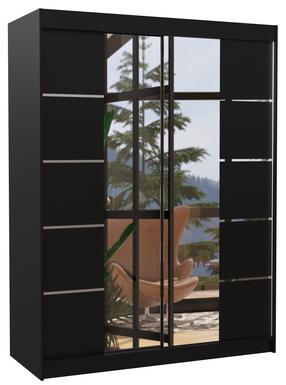 Riidekapp ADRK Nordic 150, must v., 58 cm x 150 cm x 200 cm, peegliga