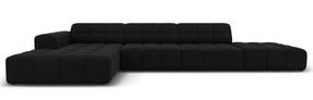 Stūra dīvāns Micadoni Home Jennifer Velvet, melna krās., kreisais, 341 x 166 cm x 70 cm