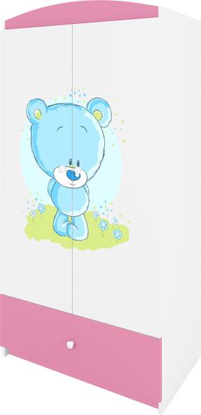 Vaikiška spinta Kocot Kids Babydreams Blue Teddybear, balta sp./rožinė sp., 90 cm x 52 cm x 175.5 cm
