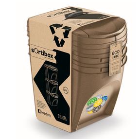 Prügi sorteerimise süsteem Keden Sortibox Eco Wood, 3 x 25 l l, pruun v.