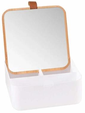 Kosmetinis veidrodis Top Choice, pastatomas, 12.5 cm x 12.5 cm, ruda/balta