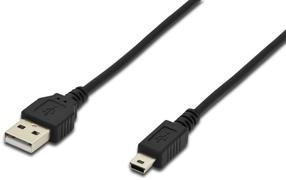 Vads Assmann AK-300130-018-S USB 2.0 A male, Mini USB, 1.8 m, melna krās.