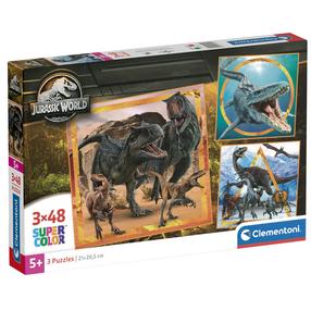 Puzle 3in1 Clementoni Super Color Jurassic World 25314, 21 cm x 20.5 cm, 144 gab., daudzkrāsaina