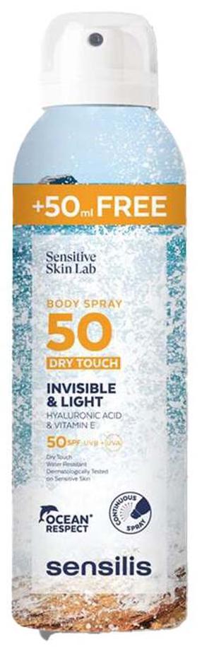 Спрей для ухода за загаром для тела Sensilis Dry Touch Invisible And Light SPF50+, 250 мл