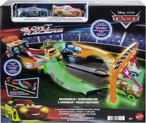 Žaislinių transporto priemonių rinkinys Mattel Cars Glow Racers HPD80, mėlyna sp.