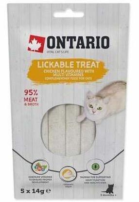 Kārumi kaķiem Ontario Lickable Treats Chicken With Multi Vitamins, vistas gaļa, 0.014 kg, 5 gab.