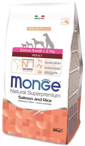 Sausā suņu barība Monge Speciality Line Extra Small, rīsi/lasis, 0.8 kg