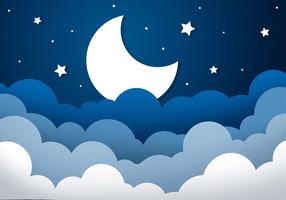 Фотообои Artgeist Moon Dream - Clouds On A Dark Blue Sky With Stars For Children, 175 см x 250 см