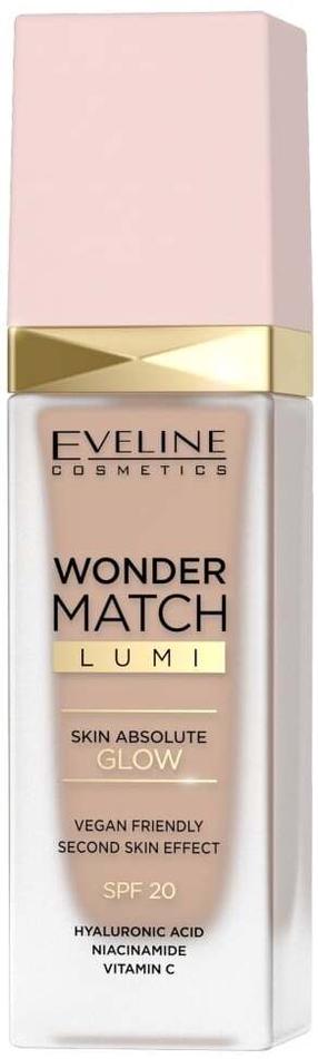 Šķidrā grima bāze Eveline Wonder Match Lumi, SPF 20, 20 nude, 30 ml