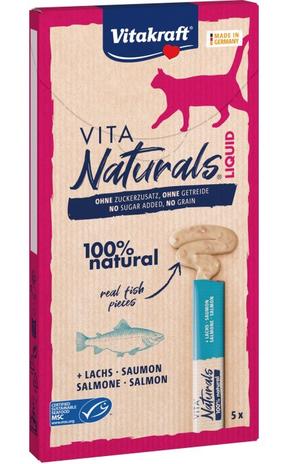 Лакомство для кошек Vitakraft Naturals Liquid, лосось, 0.015 кг, 5 шт.