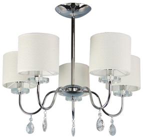 Lampa karināms Candellux Estera 35-11671, E14, 5 x 40 W, balta krās./bēša krās. / hroma krās.