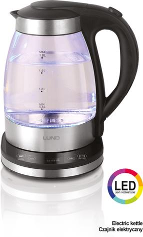 Elektrinis virdulys Lund 68174, 1.8 l, juoda sp./nerūdijančiojo plieno sp./skaidri sp.
