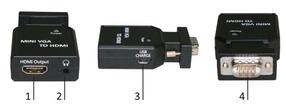 Adapteris MicroConnect Converter MC-CONMVGAHM Mini VGA, HDMI, juoda sp.