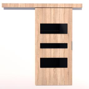 Durvis Cento, bīdāmām iekšdurvīm, 205 cm, melns krās./sonoma ozola krās.