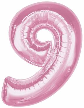 Folijas balons cipars GoDan Smart Nr.9, gaiši rozā krās.