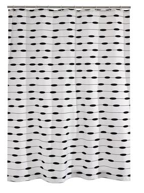 Dušas aizkars Ridder, balta krās./melna krās., 180 cm x 200 cm