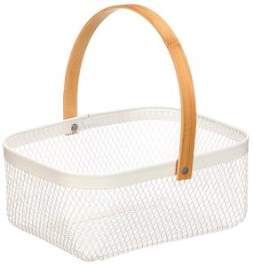 Krepšelis Kinvara 13777, metalas/bambukas, 26.5 cm x 10.7 cm, balta sp.