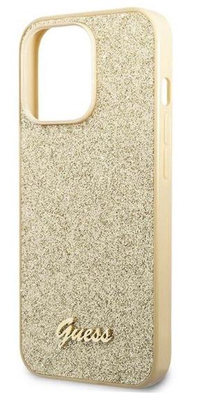 Telefoni ümbris Guess Glitter Flakes Script Metal Logo, kuldne v., Apple