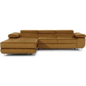 Kampinė sofa Armando Monolith 48, geltona sp., kairinė, 280 x 205 cm x 90 cm