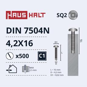 Isekeermestavad kruvid Haushalt DIN 7504N, 4.2 mm x 16 mm, 500 tk