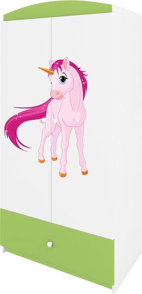 Vaikiška spinta Kocot Kids Babydreams Unicorn, balta sp./žalia sp., 90 cm x 52 cm x 175.5 cm