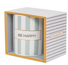 Krūzīte Be Happy, balta krās./gaiši zila krās., 0.350 l