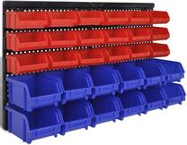 Įrankių dėžė VLX Wall Mounted Garage Plastic Storage Bin Set, 6.5 cm x 0.18 cm x 3.8 cm, mėlyna sp./juoda sp./raudona sp.