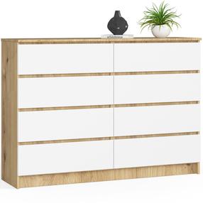 Kumode Akord Furniture Factory K140, balts krās./artisan oak krās., 99 cm x 138 cm x 40 cm