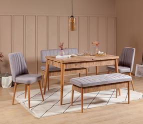 Valgomojo komplektas Kalune Design Vina 0701 Soho, violetinė sp./pušies sp.