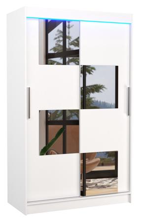 Skapis ADRK Lugano LED, balta krās., 58 cm x 120 cm x 200 cm, ar spoguli