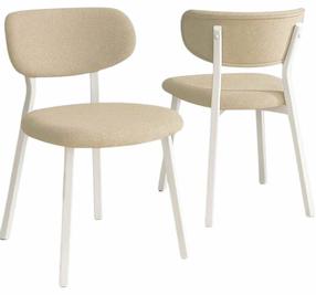 Набор стульев Kalune Design Toldy 240CHR4211, матовый, белый цв./кремовый цв., 45 см x 45 см x 85 см, 2 шт.