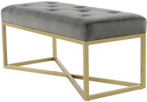 Банкетка Kayoom Diaz 100, золотой цв./серый цв., 90 см x 40 см x 40 см