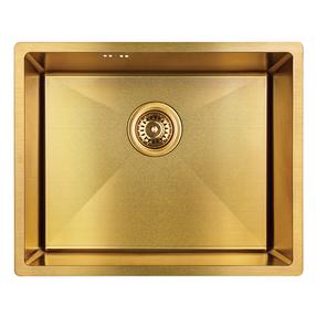 Virtuvinė plautuvė Laveo Marmara SAM_G10P, Gold, nerūdijantysis plienas, 54 cm x 44 cm x 19 cm, aukso sp.